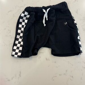 Little trouble brand 2T Black Shorts with Checkerboard Side Panels